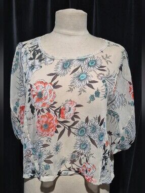 Living Doll Floral Blouse - Cream and Red (Box A)